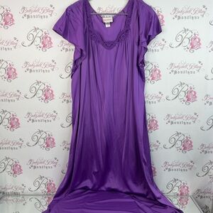 Shadowline dress shiny lace long Luxurious Purple Lace-Trimmed Chemise